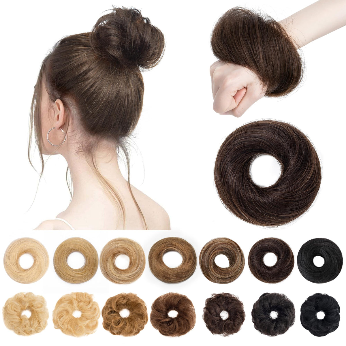 SEGO human hair messy bun extensions blend naturally for a seamless look.