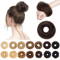 SEGO human hair messy bun extensions blend naturally for a seamless look.