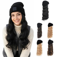SEGOHAIR beanie wig with 18-inch jet black hair for instant style and warmth.
