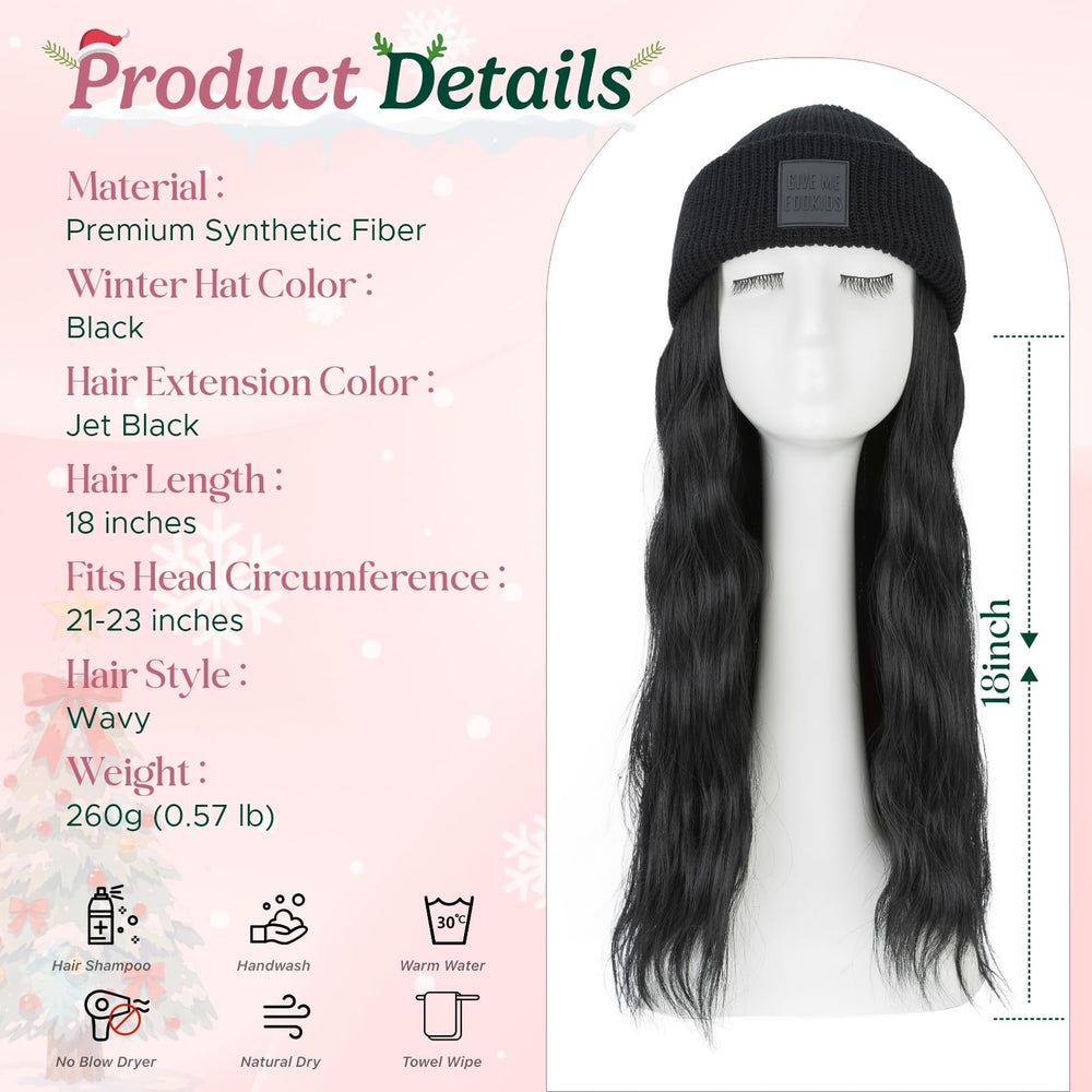 SEGOHAIR beanie wig with black and white stripes adds versatile style.