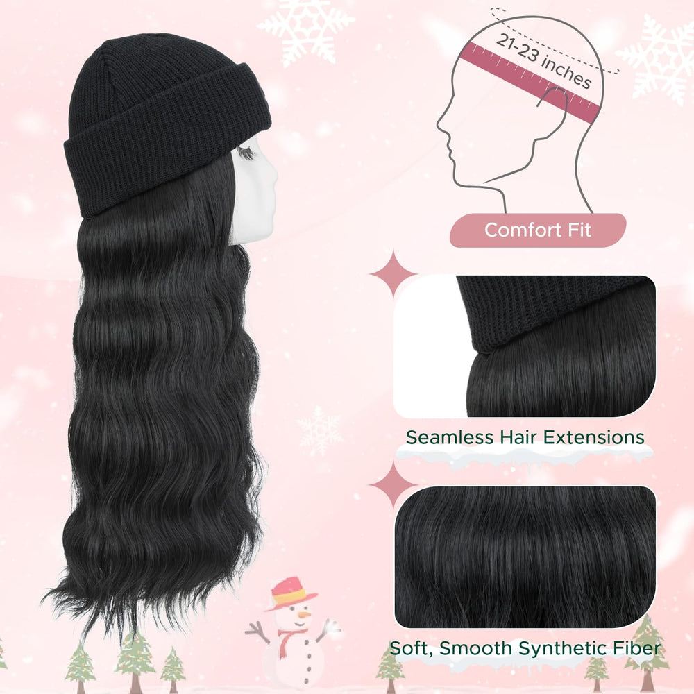 SEGOHAIR beanie wig with blue and white stripes creates bold seasonal looks.