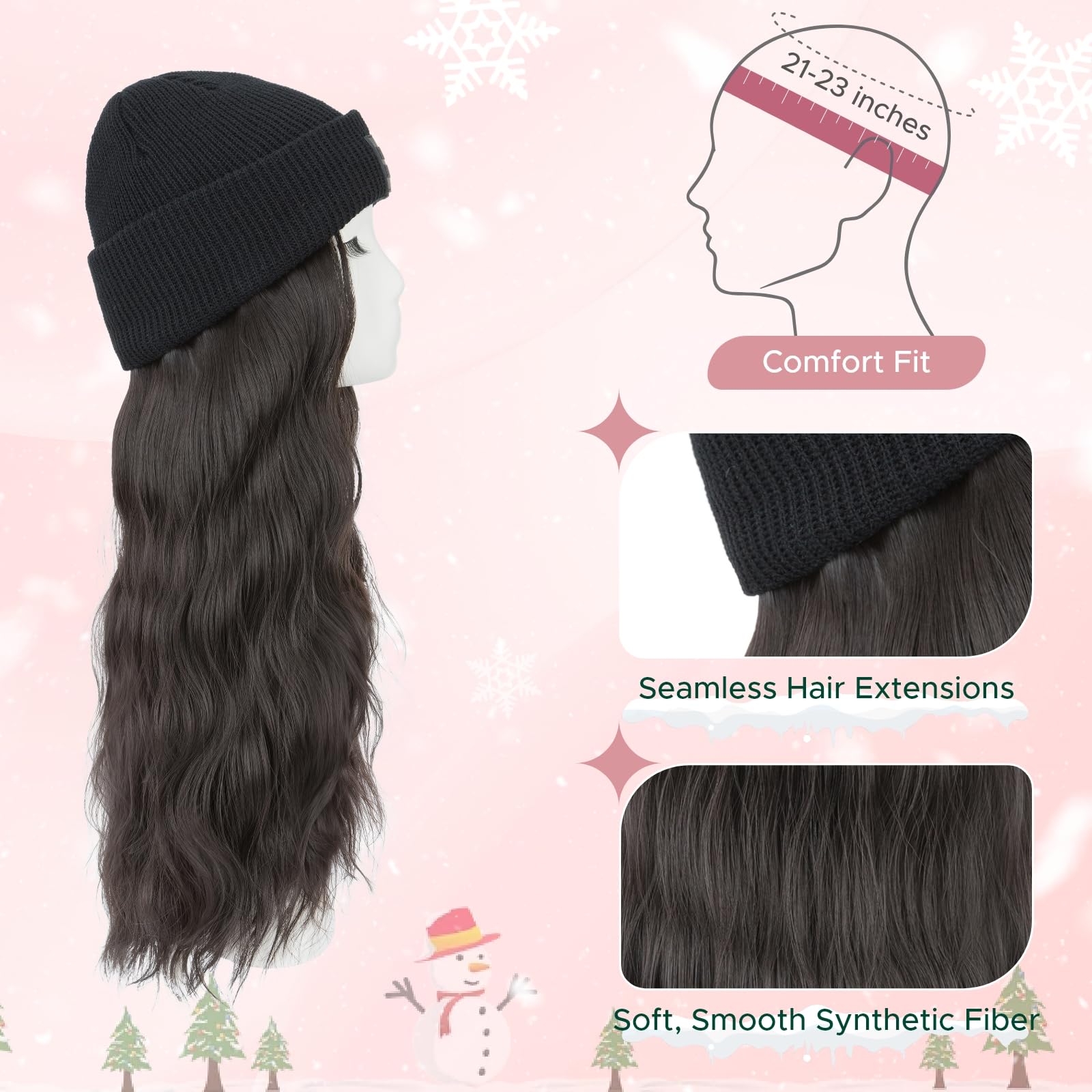 SEGOHAIR beanie wig blue white stripes creates playful stylish contrast