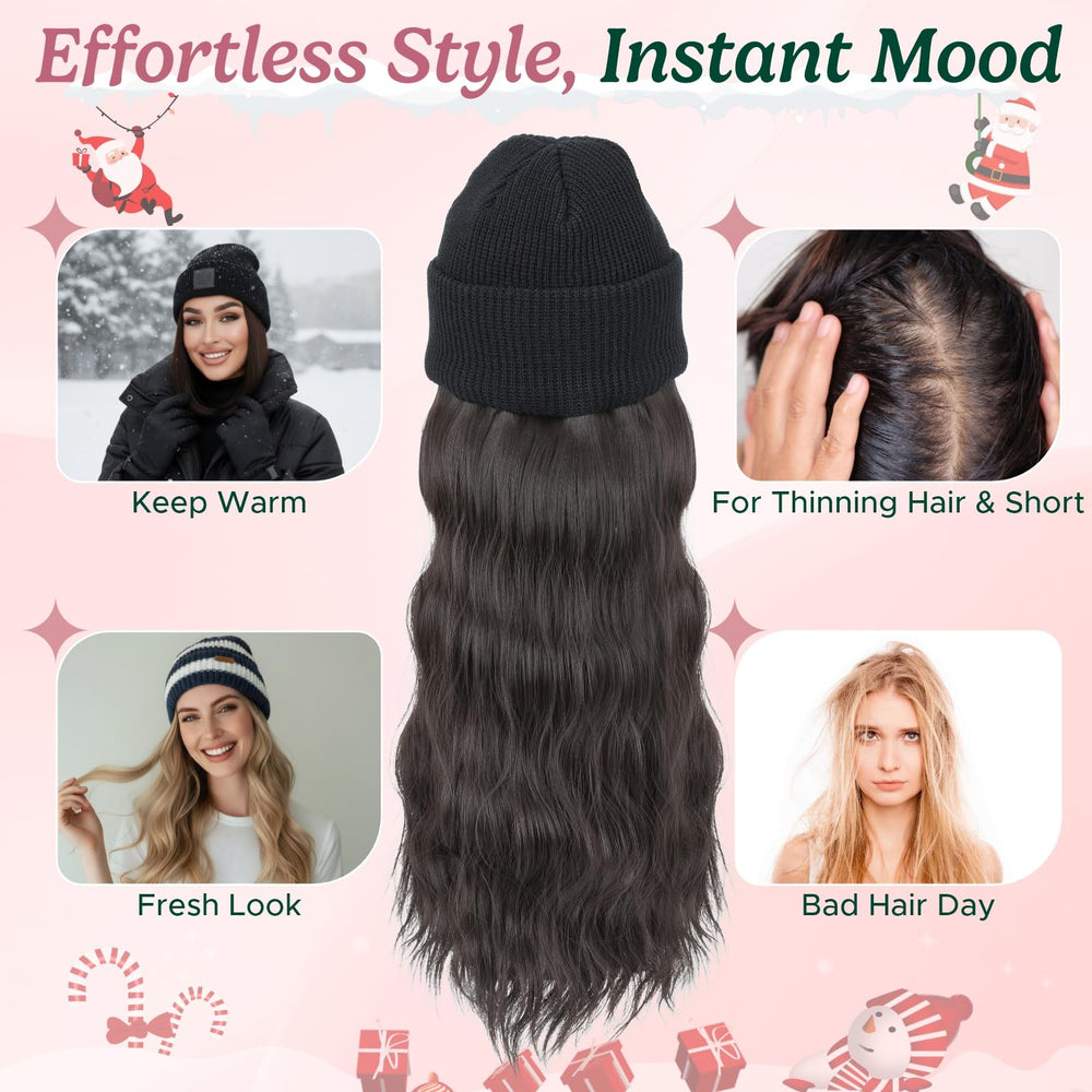 SEGOHAIR beanie wig red white dark gray offers bold seasonal appeal