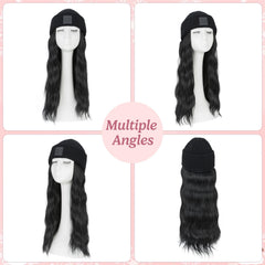 SEGOHAIR knit hat wig in solid black blends with natural hair for everyday wear.