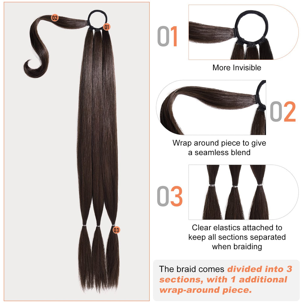 SEIKEA braided ponytail extension natural soft fibers for comfortable all-day wear.