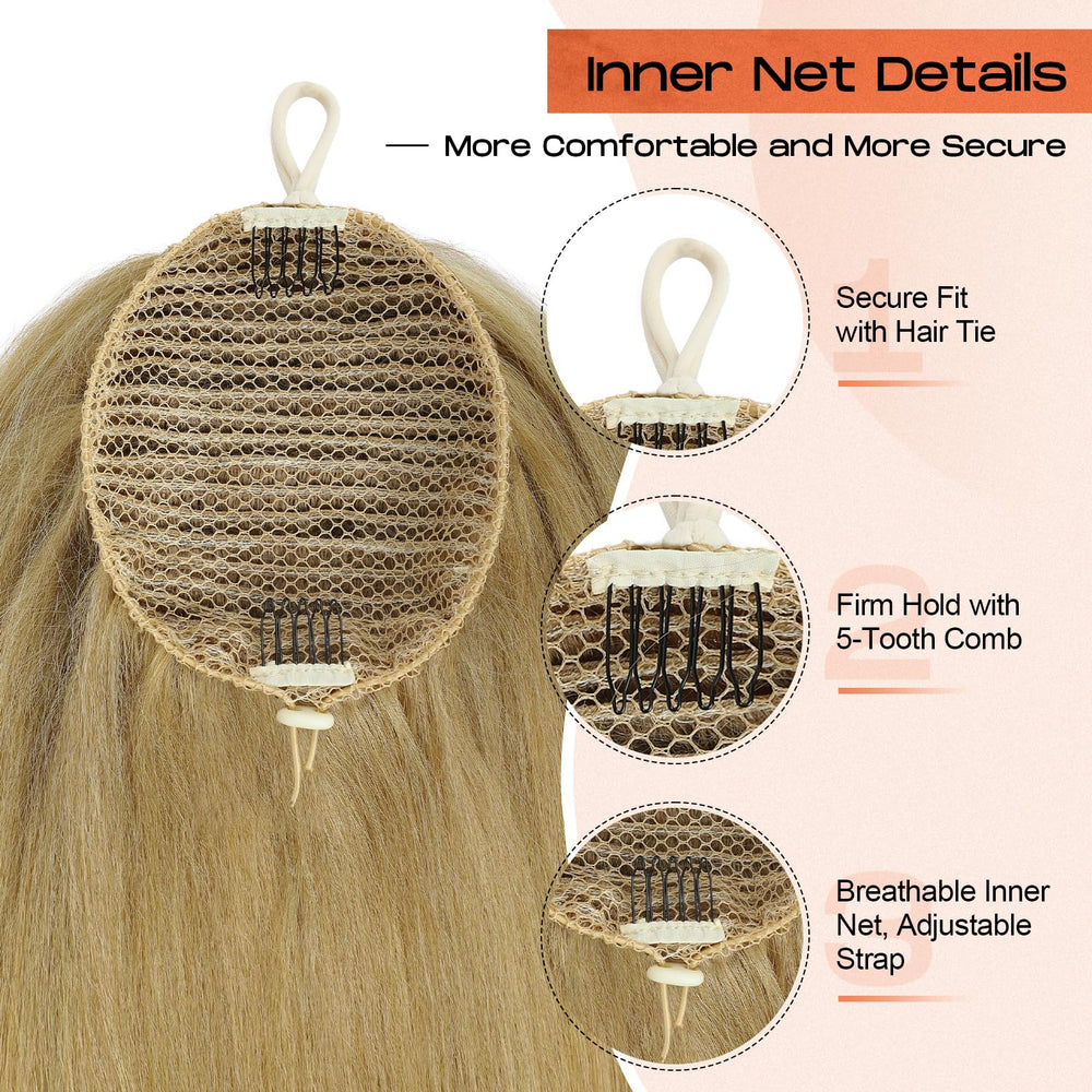 SEIKEA Top and bottom combs with elastic tie ensure secure performance.