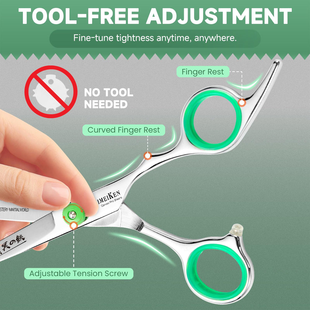 SEIMEIKEN hair scissors tool-free tension adjustment enables quick tuning.