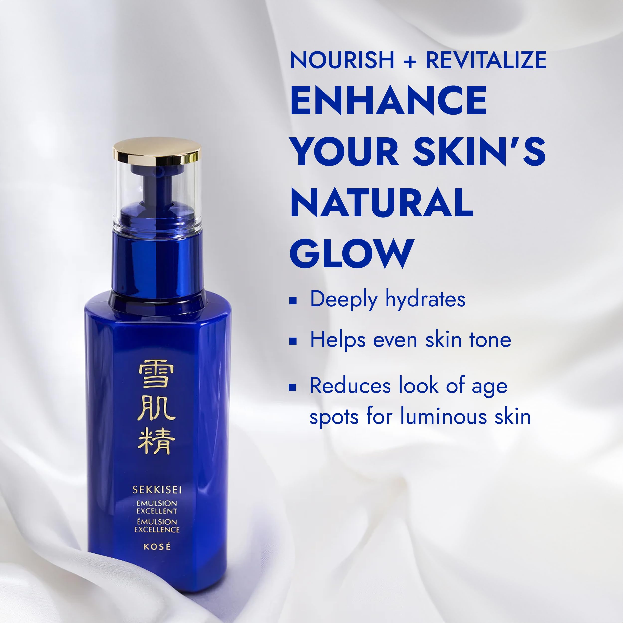 SEKKISEI Emulsion Excellent texture swatch highlighting quick-dissolving hydration for daily use.
