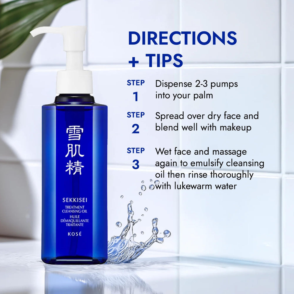 Emulsified SEKKISEI oil lifts impurities for a smooth rinse.