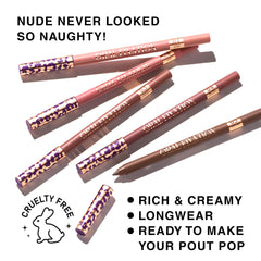 Waterproof Oral Fixation lip liner stays in place in all-weather conditions.