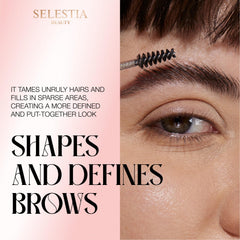 Transparent finish of SELESTIA BEAUTY Clear Eyebrow Gel on brows