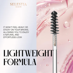 Clear brow hairs tamed with SELESTIA BEAUTY gel on brows