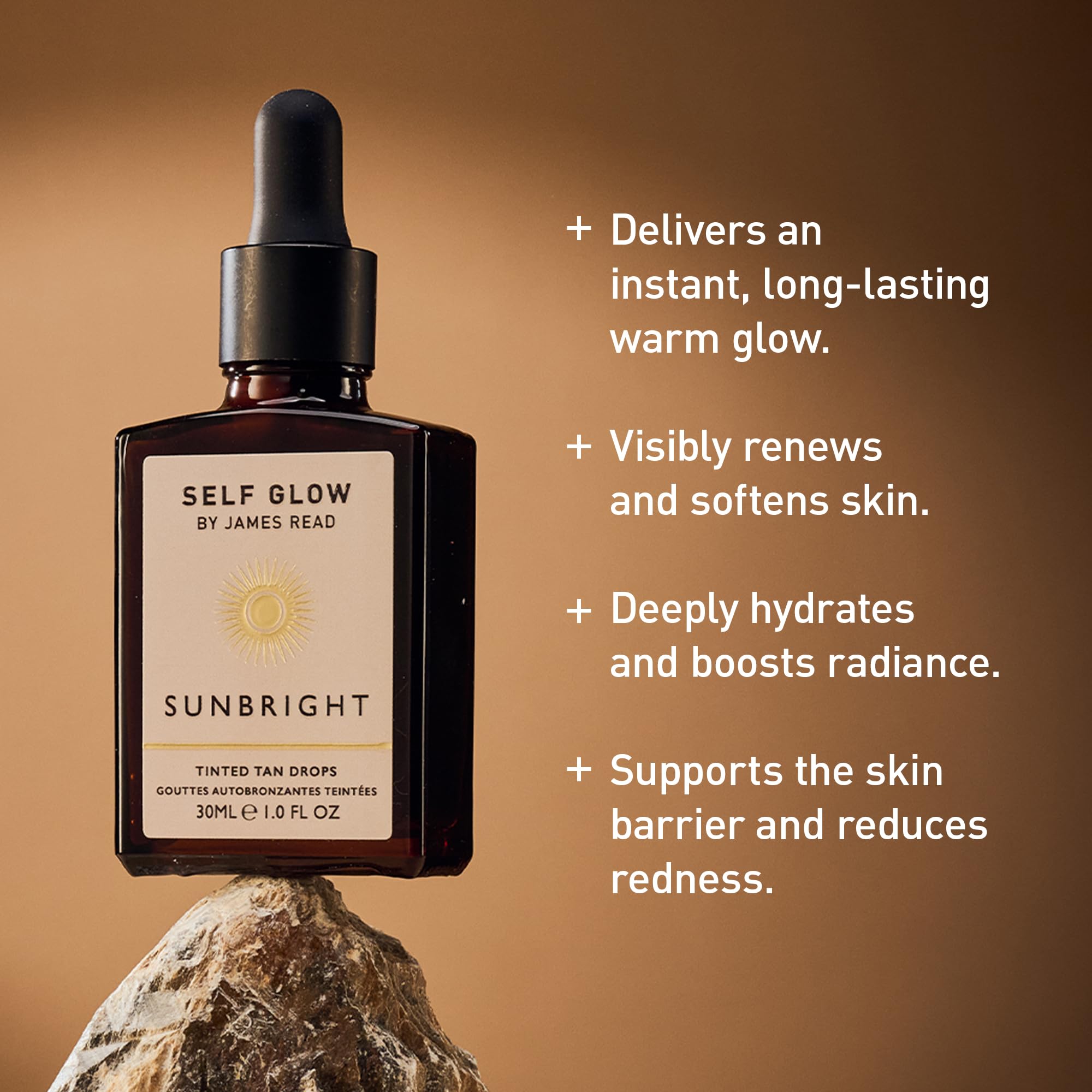Self Glow by James Read dropper dispensing drops to mix into moisturizer for instant radiance