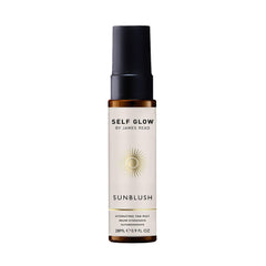 Self Glow by James Read Sunblush Tan Mist bottle with rosewater hydration for radiant skin.