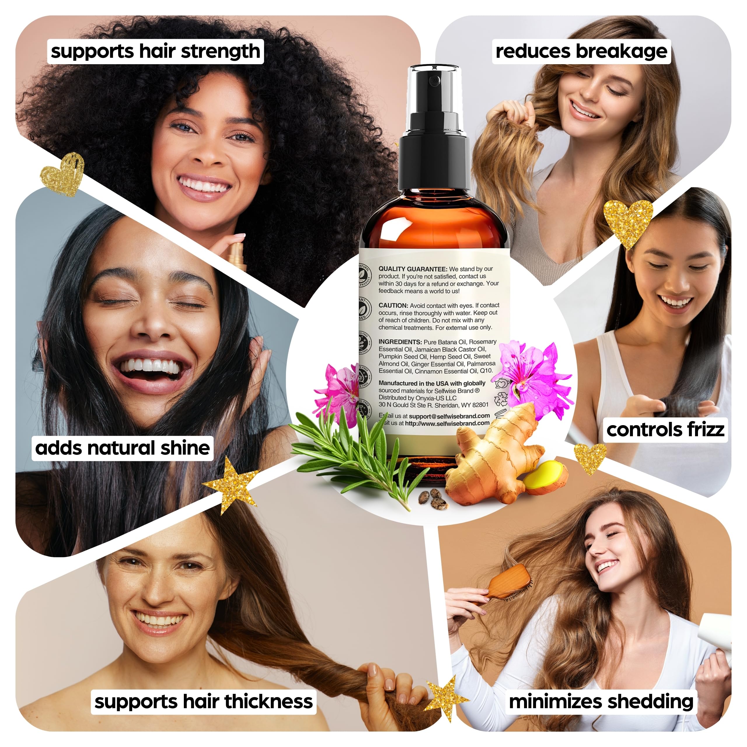 Hair strands gleam after Batana Oil for lasting shine.