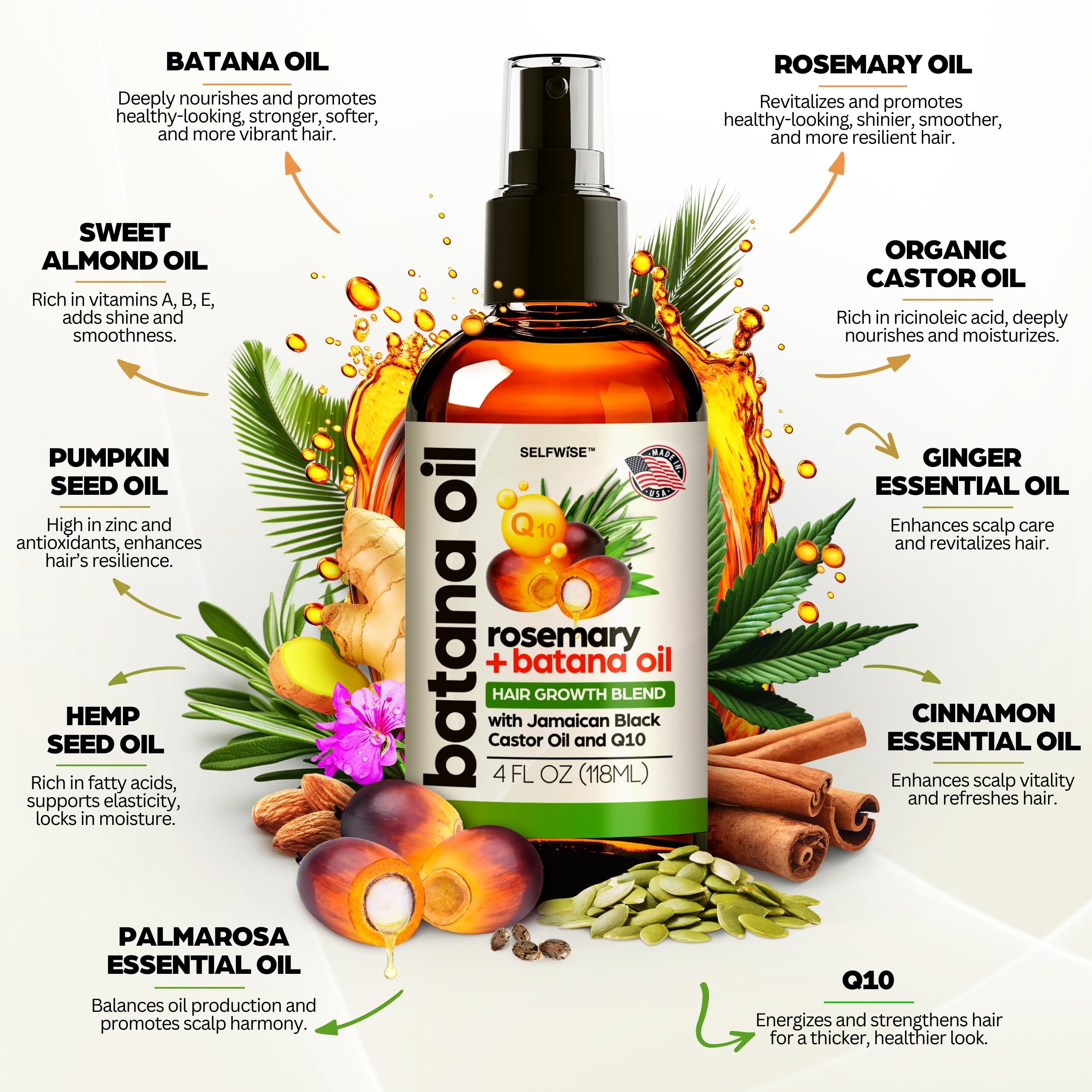 Label highlights Honduras-sourced, cold-pressed Batana oil purity.