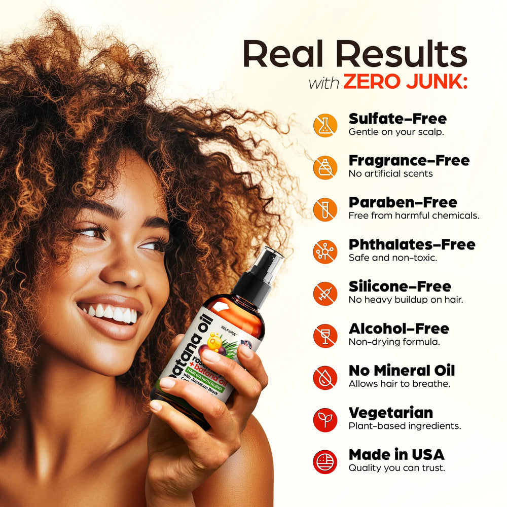 Leave-in use on dry hair for quick hydration with SELFWISE Batana Oil.