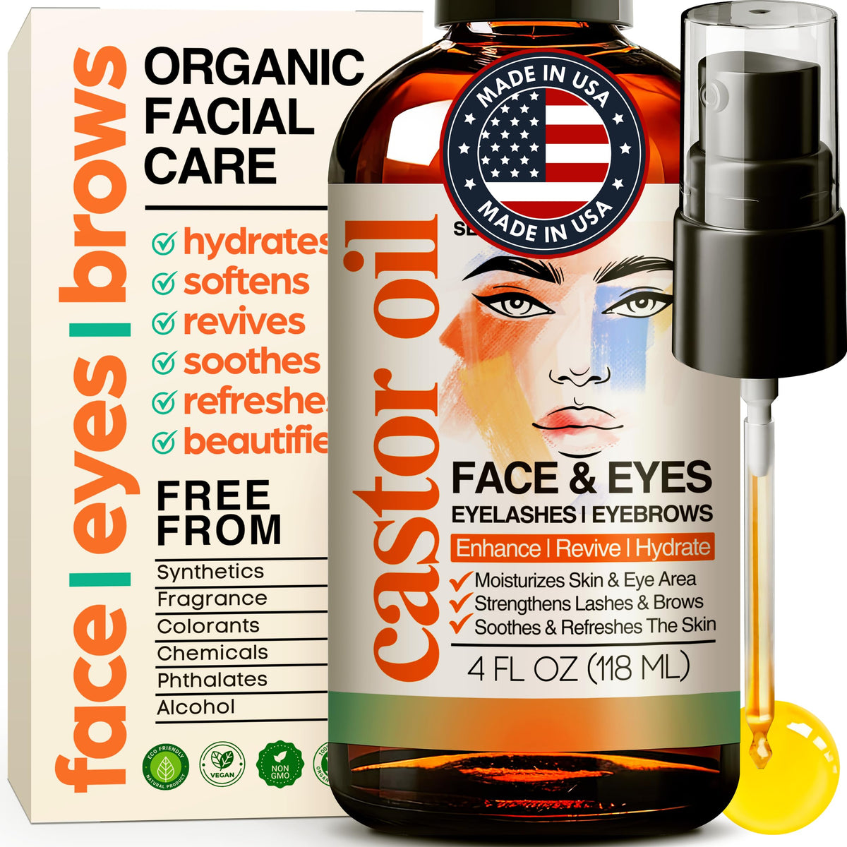 SELFWISE Organic Castor Oil Face Moisturizer delivers deep hydration for soft skin.