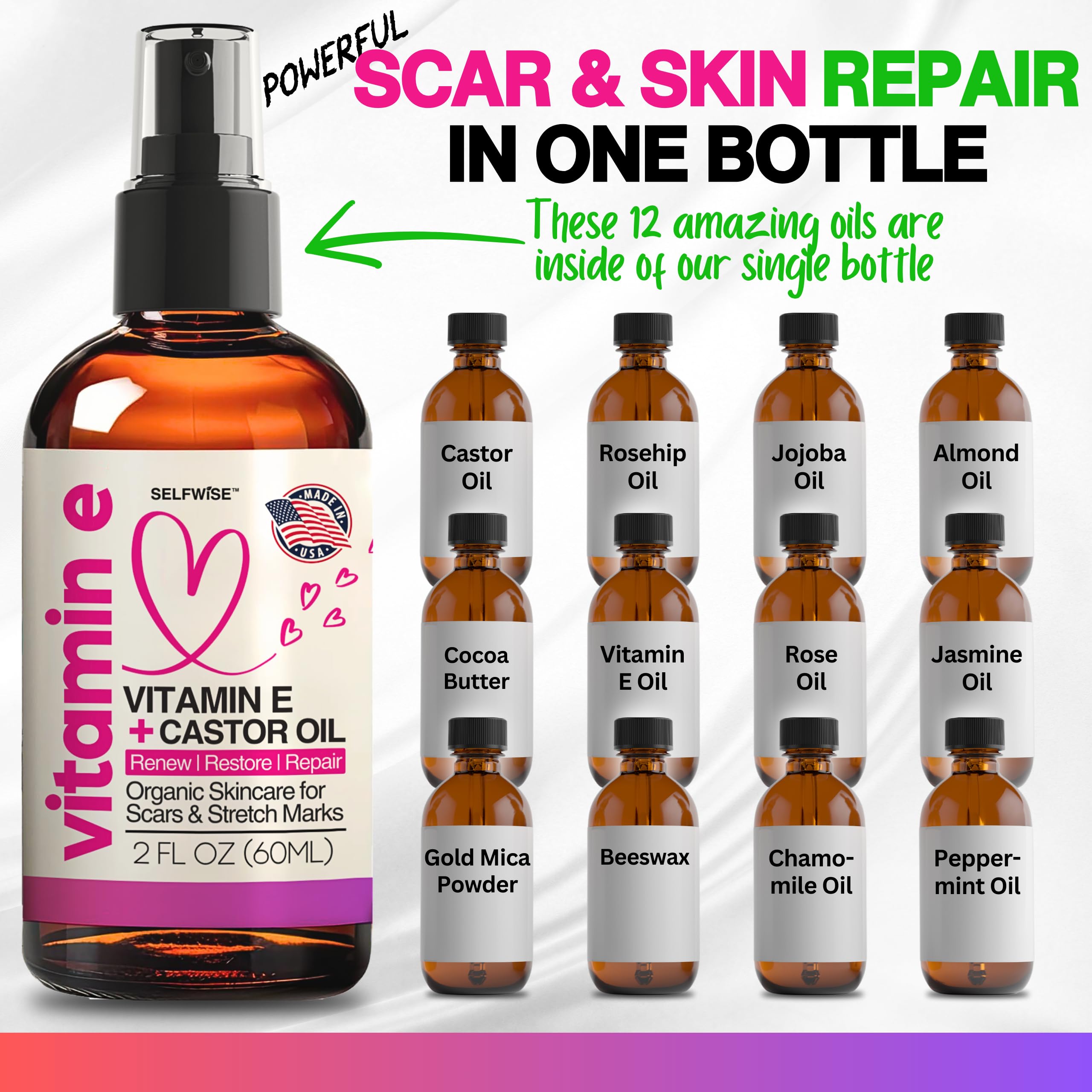 SELFWISE Vitamin E Oil pour action for easy application.