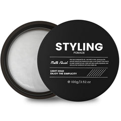 Selthoo pomade jar closeup demonstrating natural, all-day hold.