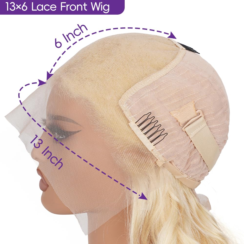 SEMANK HD lace frontal wig 613 human hair with adjustable cap for seamless part
