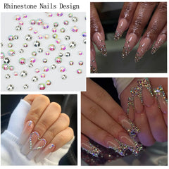 SEMATA clear nail art rhinestones and flatback pearls in multiple sizes for customizable designs.
