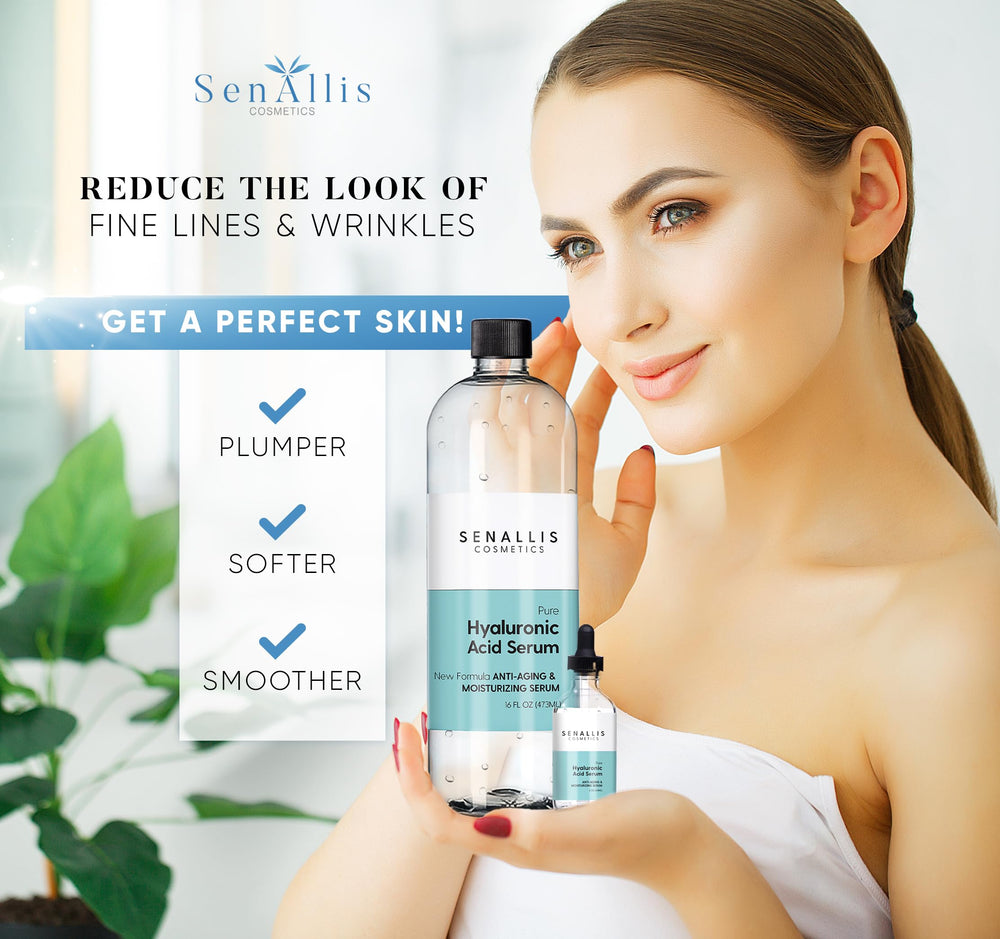 SenAllis Hyaluronic Serum drops ready for gentle facial application.
