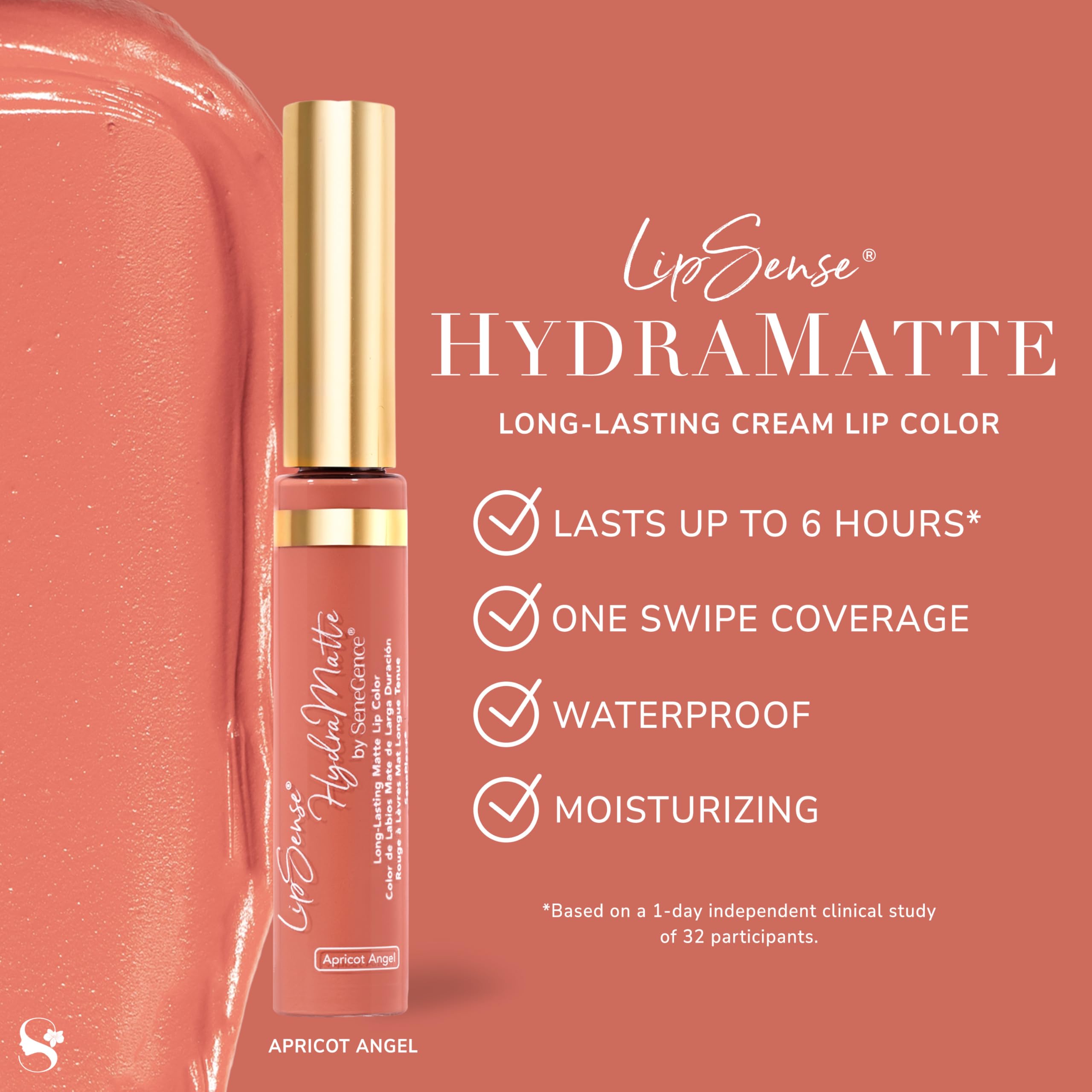 SeneGence LipSense HydraMatte hydrating lip care with Aquaxyl and Shea Butter.