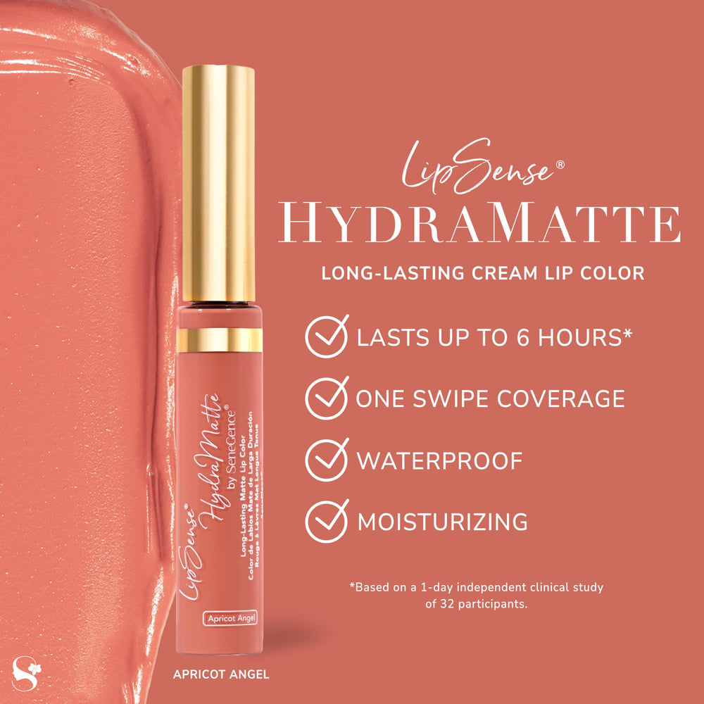 SeneGence LipSense HydraMatte hydrating lip care with Aquaxyl and Shea Butter.