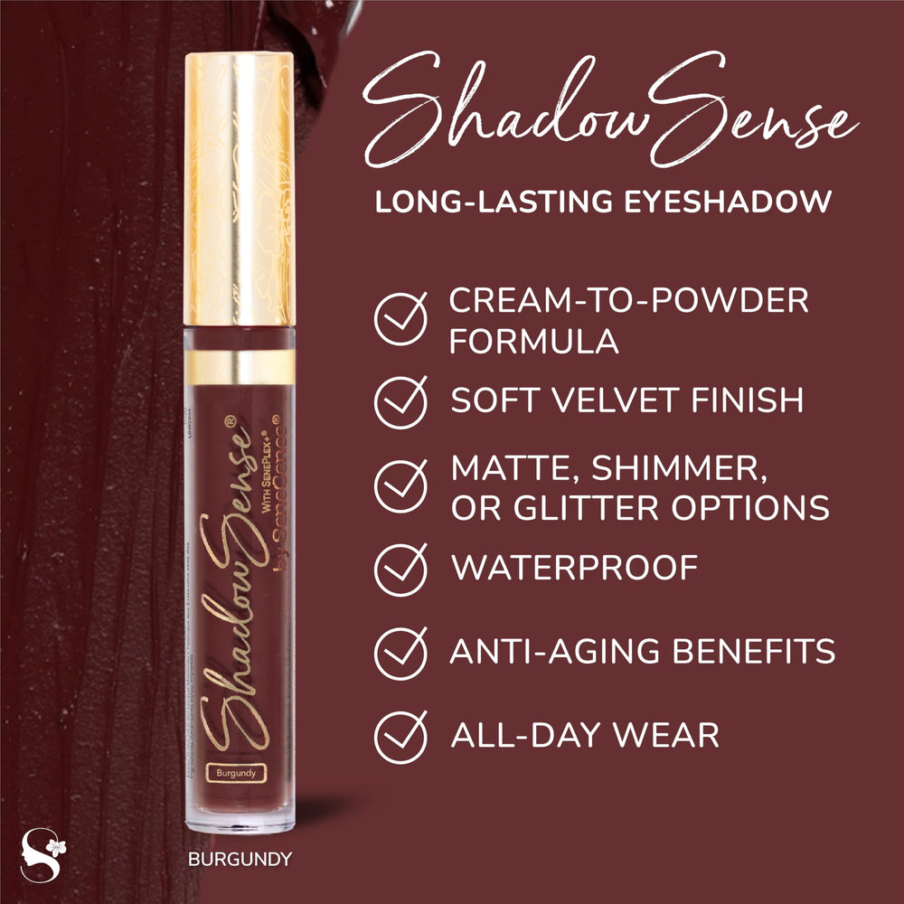 Vitamin E nourishes the delicate eye area while maintaining color with ShadowSense Burgundy.