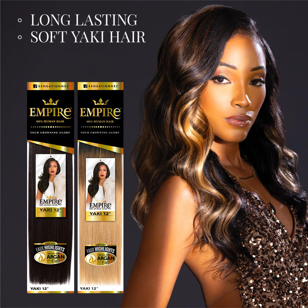 Sensationnel Empire Yaki sew-in style preview with natural shine.