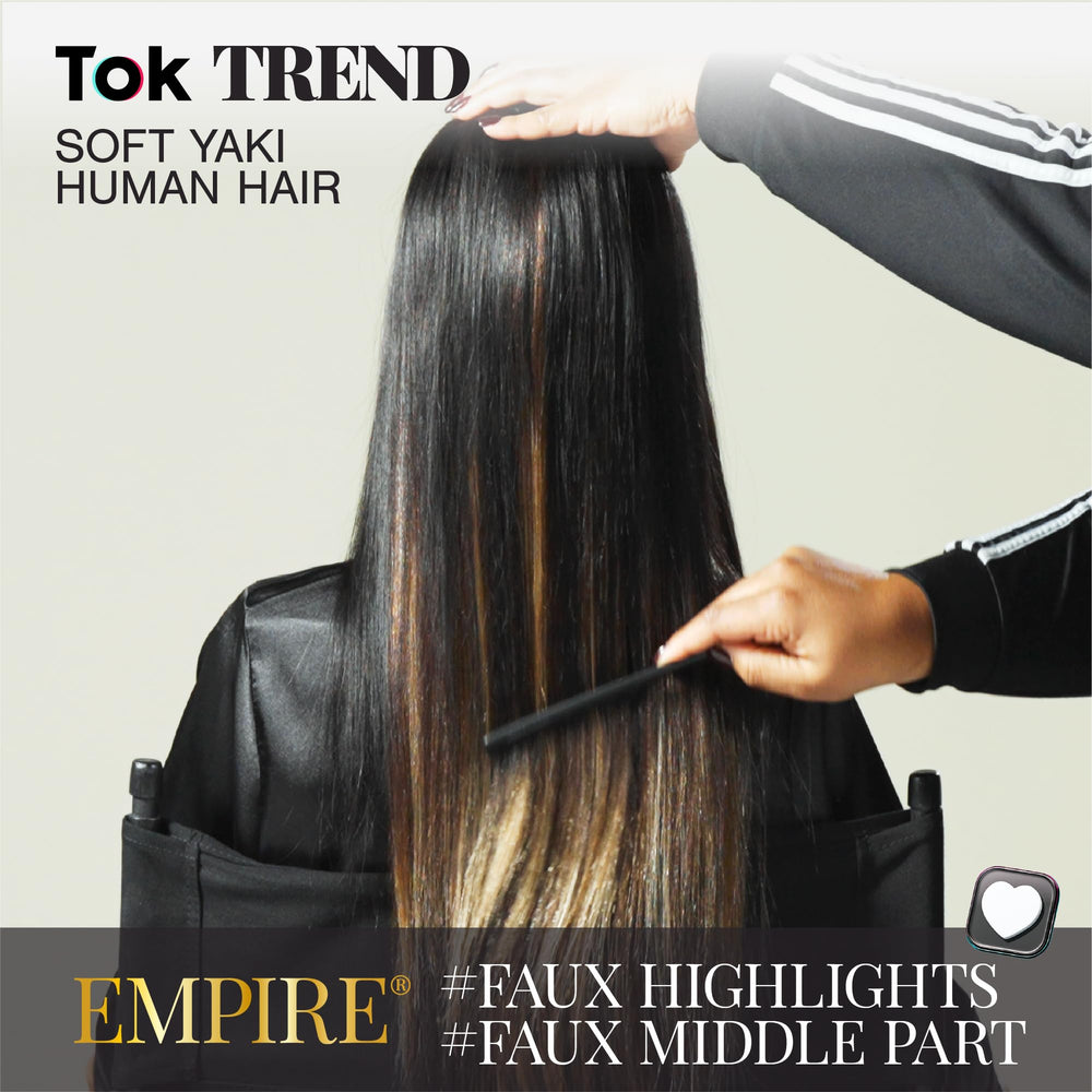 Empire Yaki straight texture close-up showing silky, tangle-free feel.