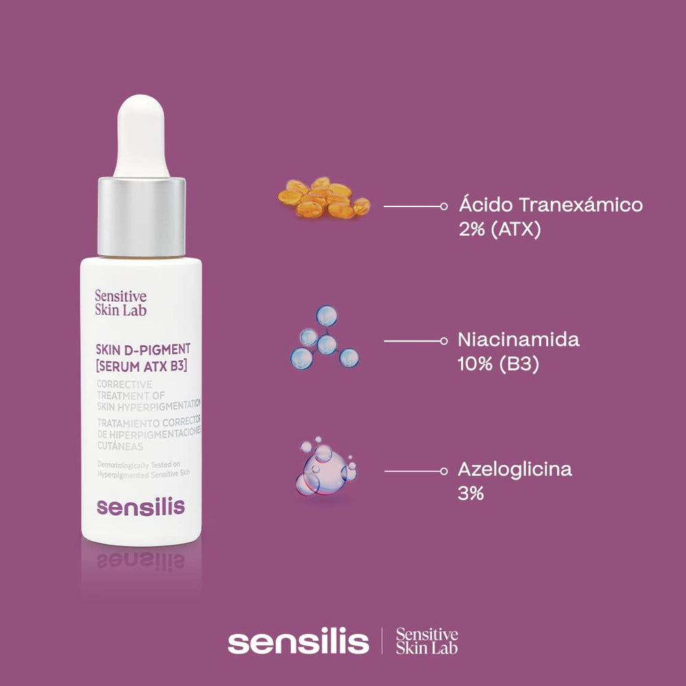 Sensilis D-Pigment Serum ATX B3 applicator beside the skin for easy blending.