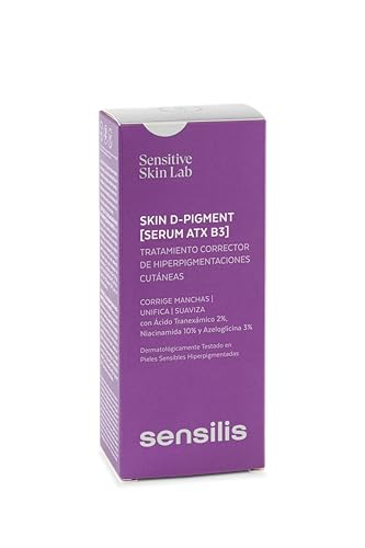 Sensilis D-Pigment Serum ATX B3 box, premium packaging for targeted hyperpigmentation routine.