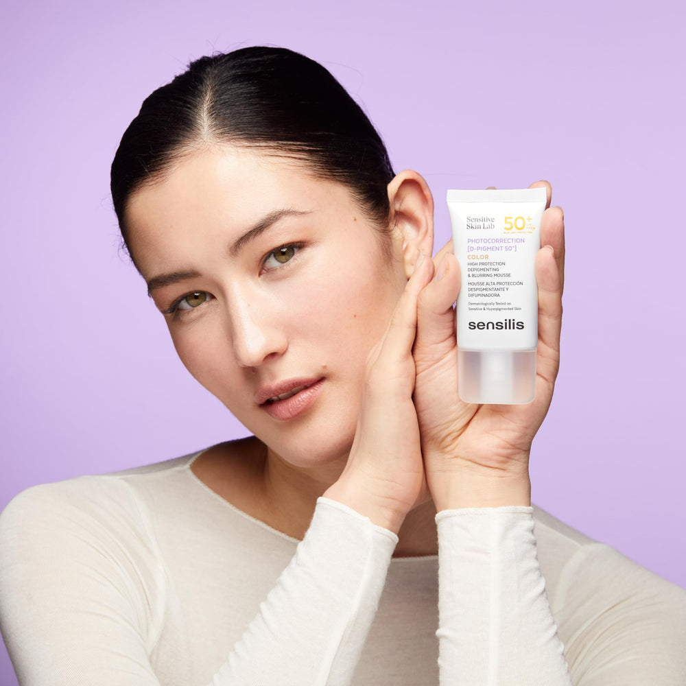 D-pigment 50+ bottle with sun protection and labeling.