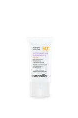 Sensilis Photocorrection D-Pigment 50+ tinted mousse bottle with broad UVA, UVB and blue light protection.