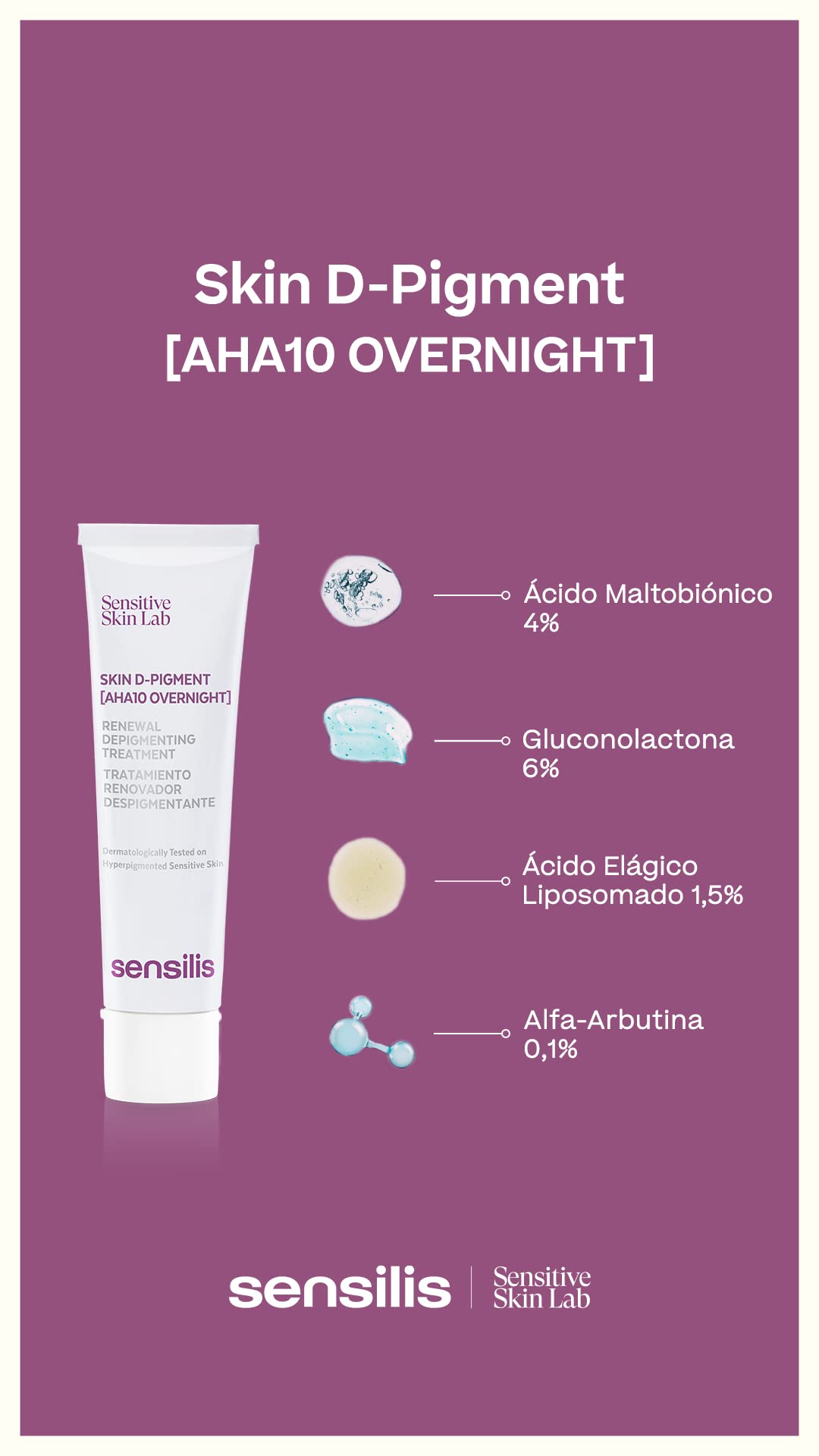 Sensilis Skin D-Pigment box label showing sensitive-skin friendly formula.
