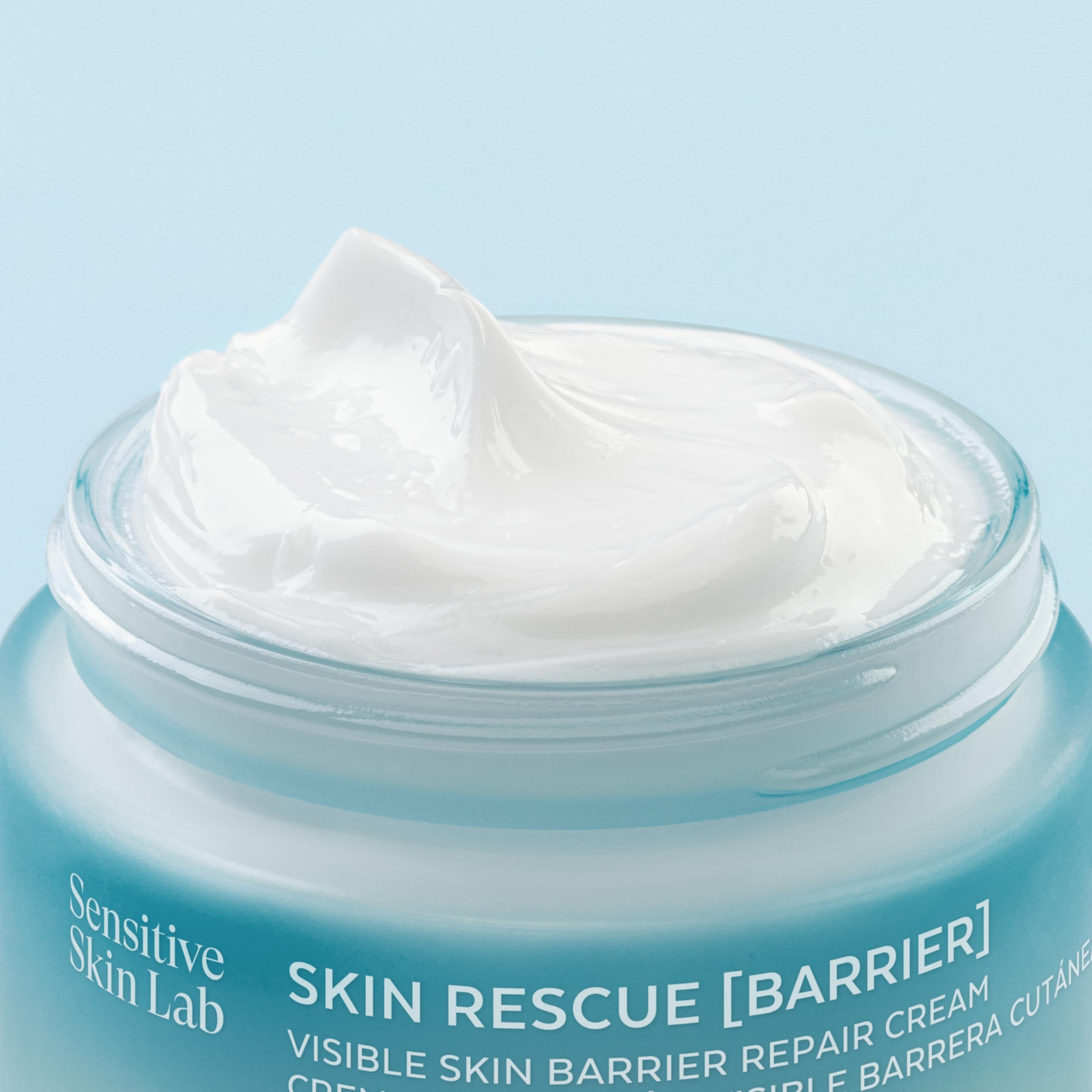 Sensilis Skin Rescue jar close-up showcases premium barrier care packaging.