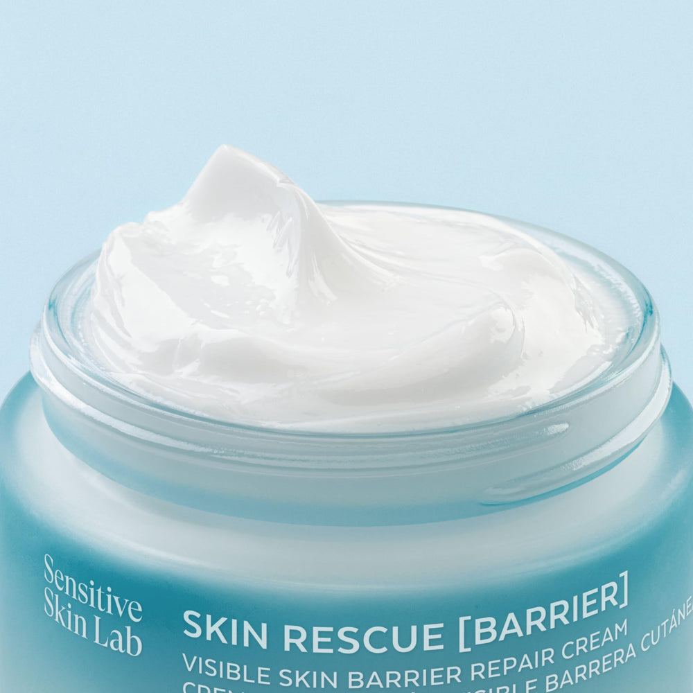 Sensilis Skin Rescue jar close-up showcases premium barrier care packaging.