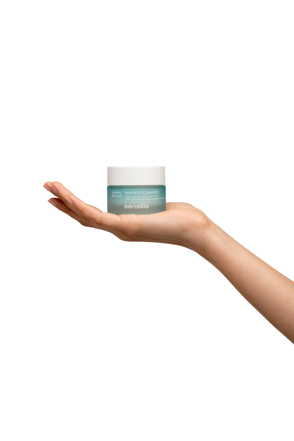 Sensilis Skin Rescue Cream texture close-up highlighting creamy, hydrating consistency.