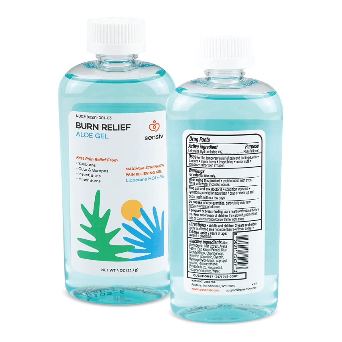 Sensiv Aloe Vera Gel for sunburn relief with cooling comfort