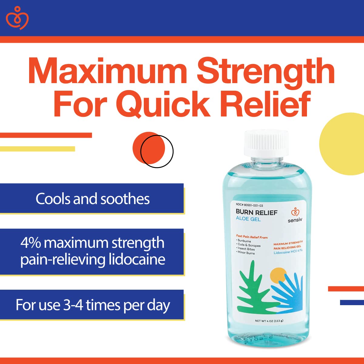 Sensiv burn relief gel with lidocaine 4% for fast pain relief