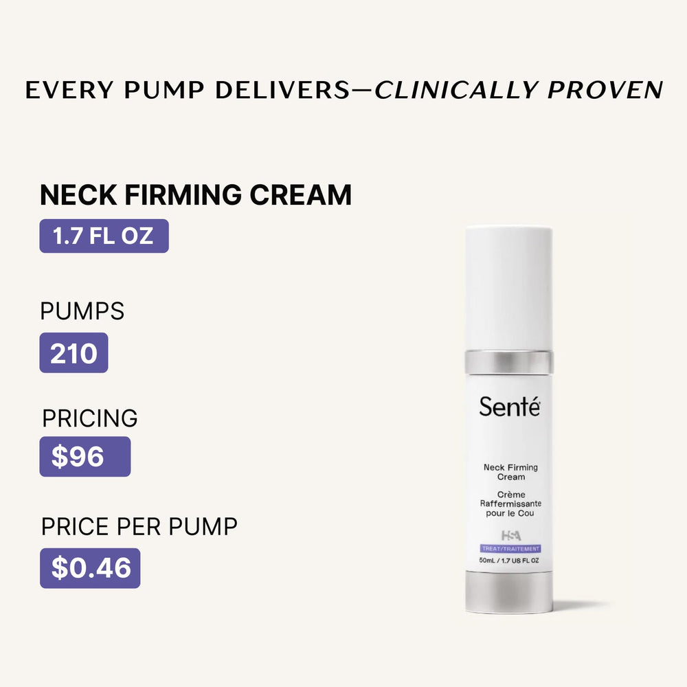 Applying Sente neck-decollete cream to neck and decollete.