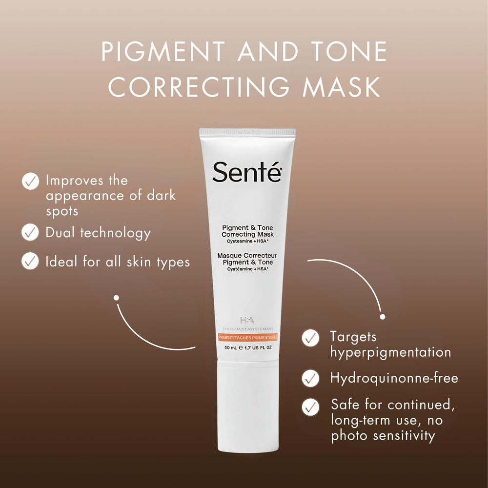 Sente Cysteamine HSA dark spots before-after swatches show potential improvement
