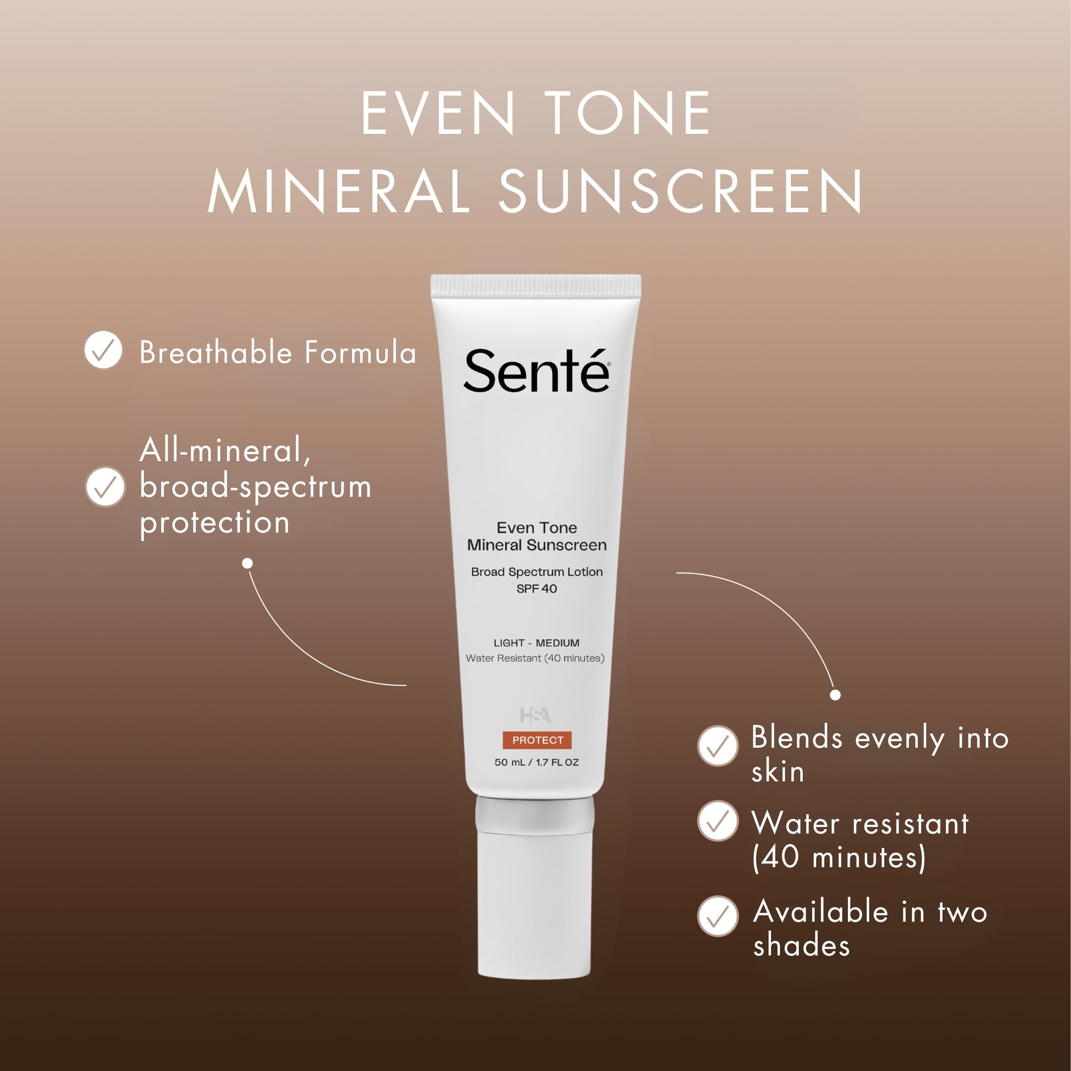Sente Even Tone texture close-up shows sheer, blendable mineral formula for even skin