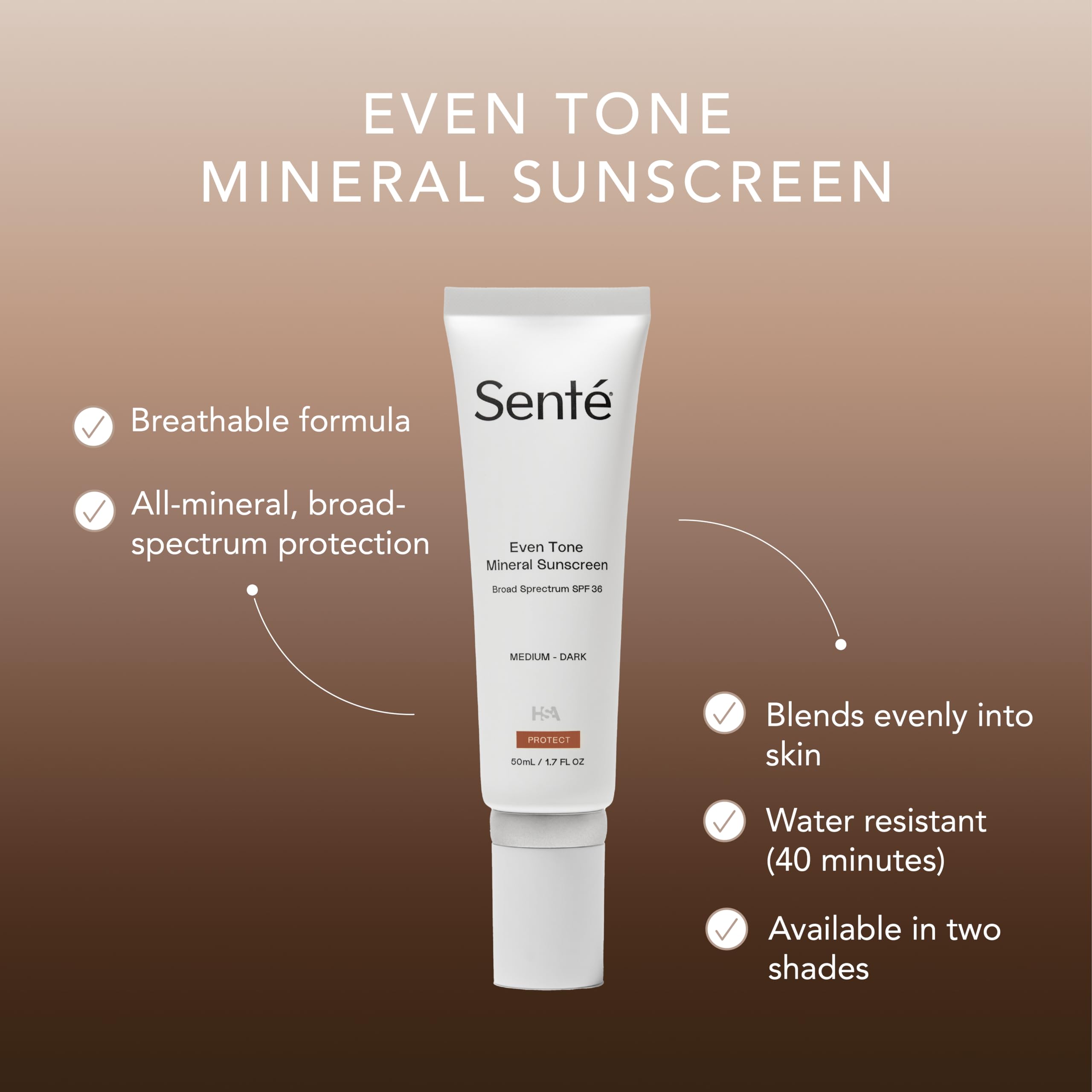 Close-up of Senté Even Tone texture showing blendable mineral formula