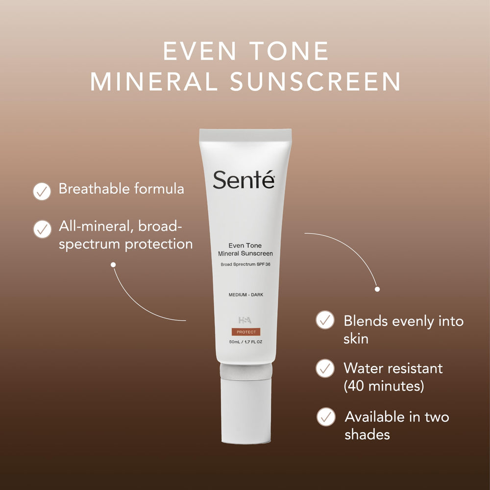 Close-up of Senté Even Tone texture showing blendable mineral formula