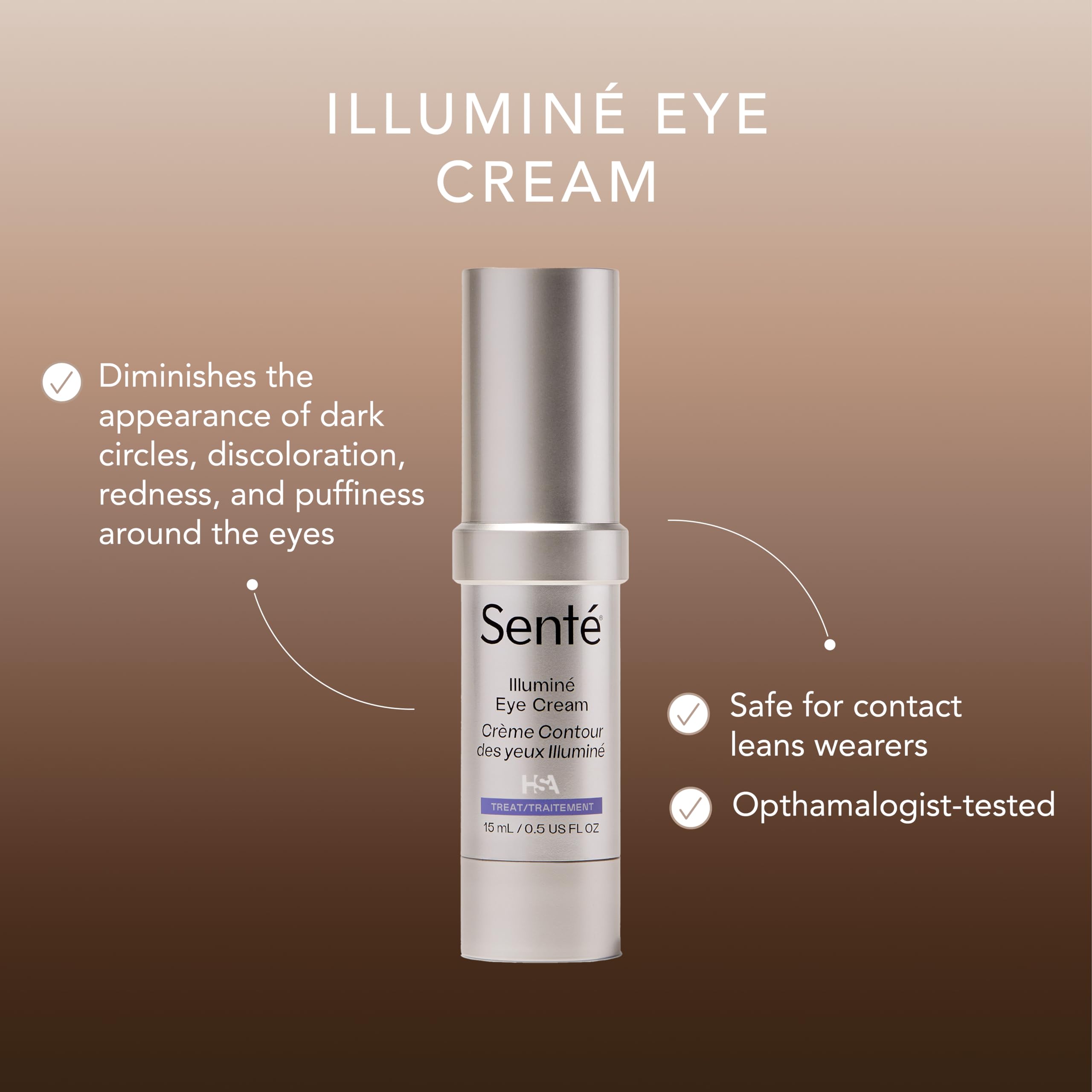 Sente Illumine Eye Cream being patted under the eye for gentle application
