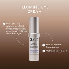 Sente Illumine Eye Cream being patted under the eye for gentle application