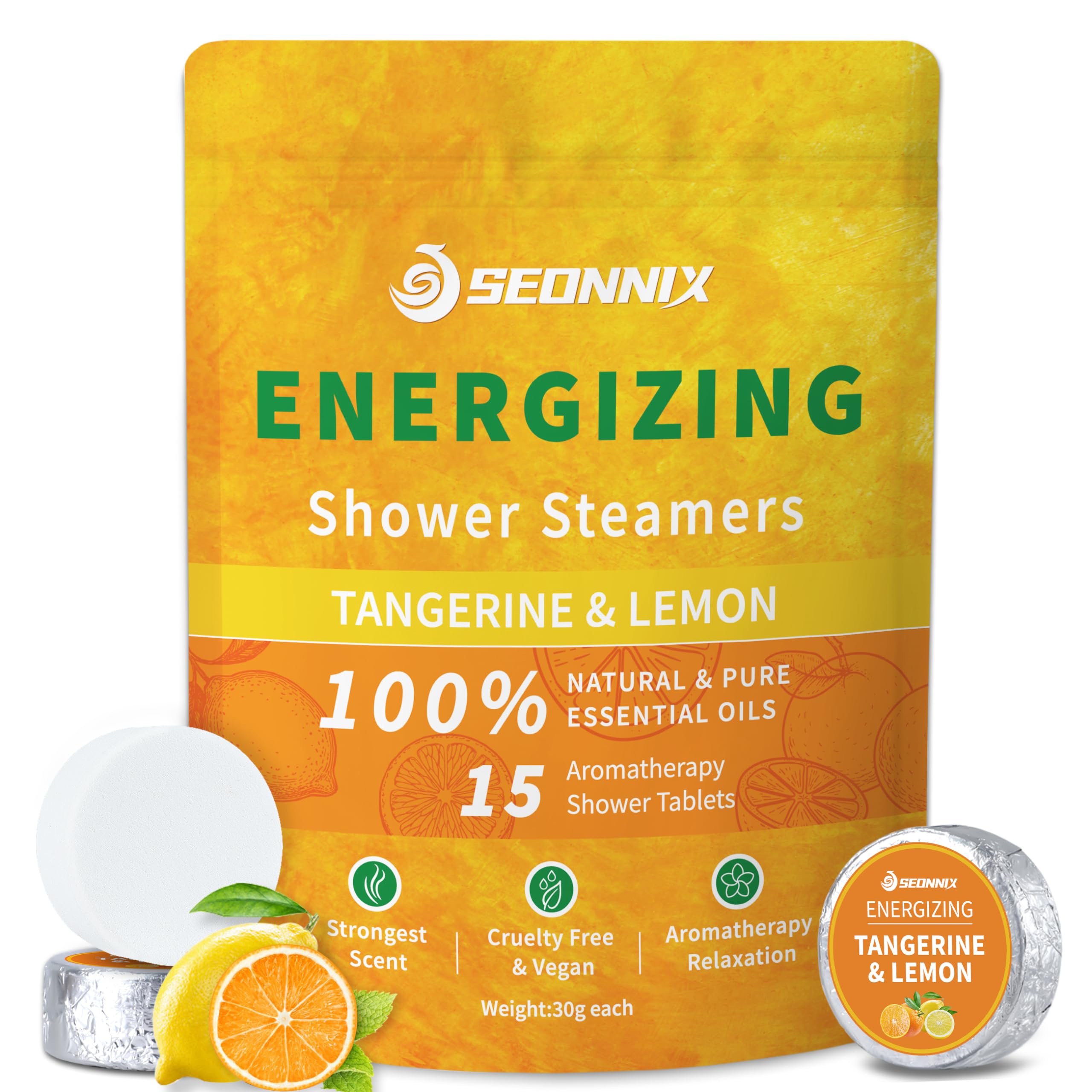 SEONNIX shower steamers Tangerine Lemon pack-1 offer mood lift in a refreshing shower